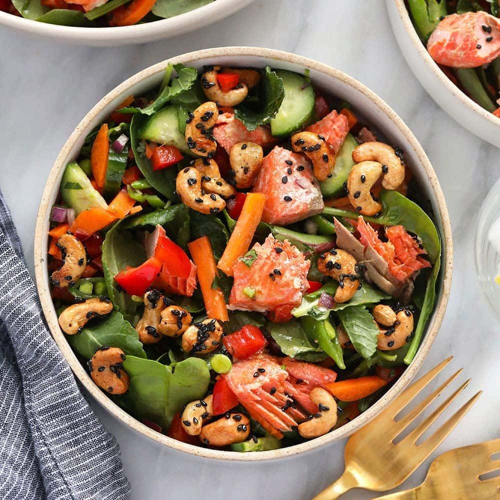 Thai Salmon Salad: Protein-Packed & Flavorful with Sesame Cashews